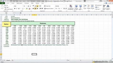 solidworks bend allowance table